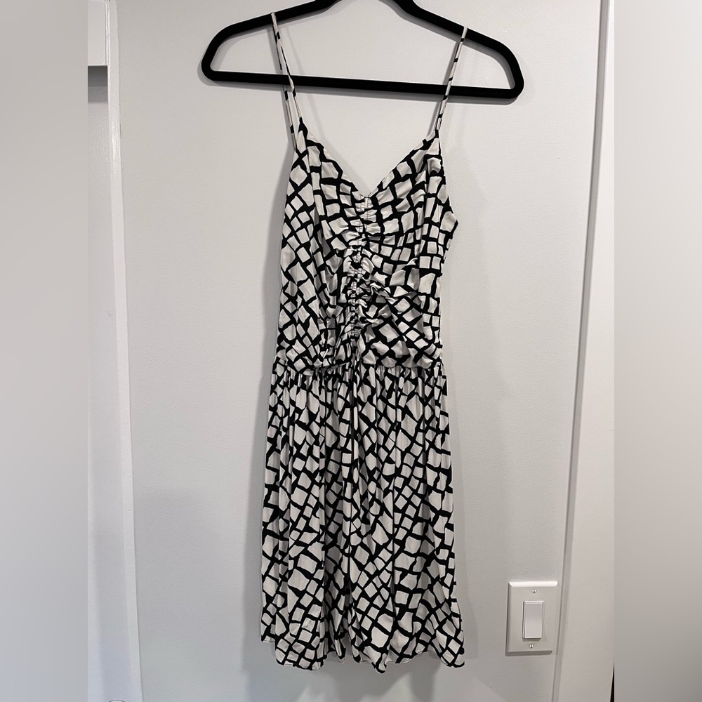 Parker Intermix Exclusive Silk Spaghetti Strap Dress Rouched V Neck Small